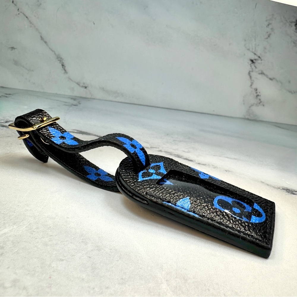 Louis Vuitton Luggage Tag black/blue Monogram Small GHW LV - Picture 5 of 8